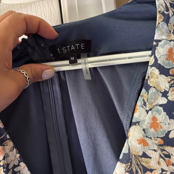 1. State Floral V-Neck Maxi Jumpsuit Navy and Peach. - Picture 5 of 9